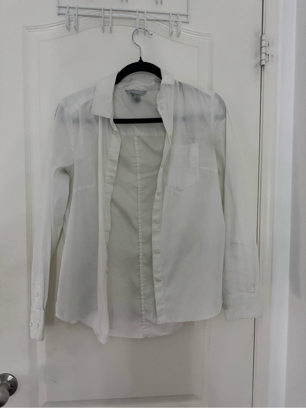 H&M White Button-Front Shirt with Classic Collar